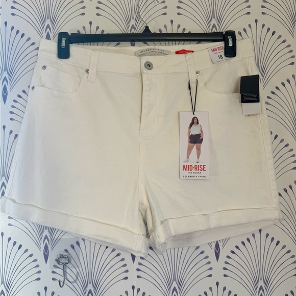 Celebrity Pink Pants - Celebrity Pink White Jean Shorts mid-rise NWT size 18 Plus